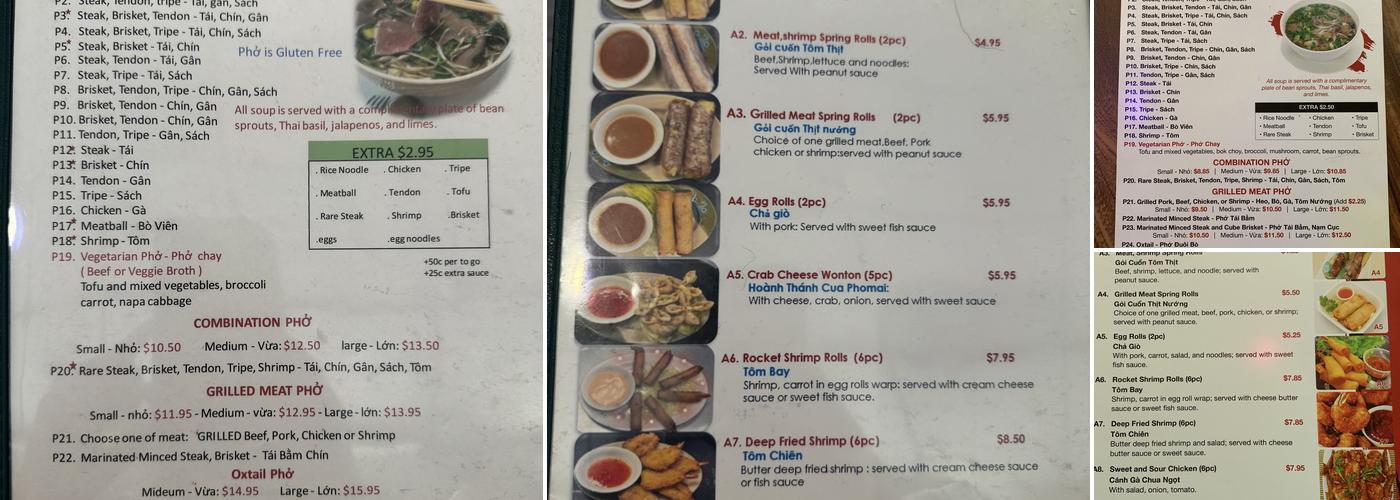 New Pho Menu
