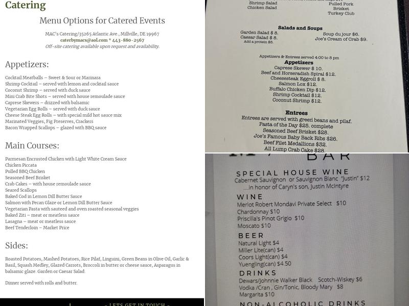 MAC's Catering Menu