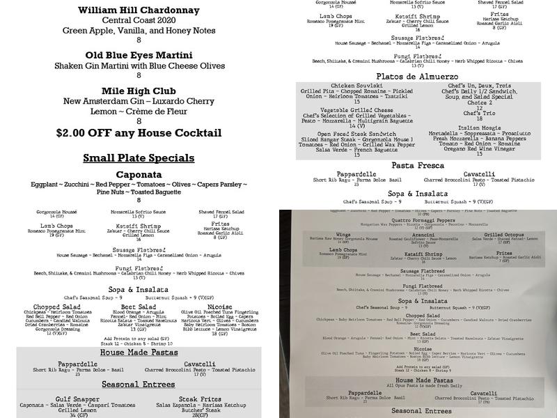Opus Restaurant & Lounge SRQ Menu
