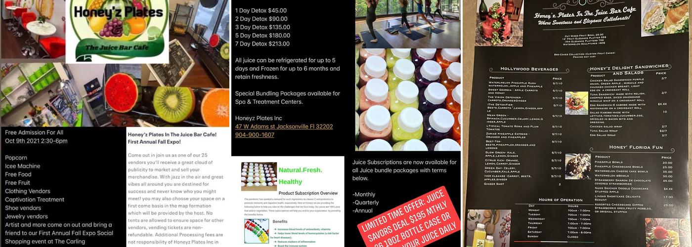 Honey’z Plates In The Juice Bar Cafe Menu