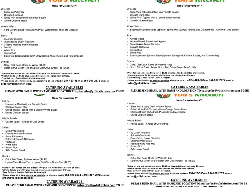 Yoli's Kitchen Menu