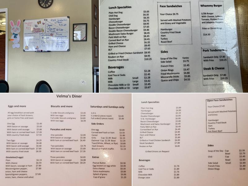 Velma's Diner Menu