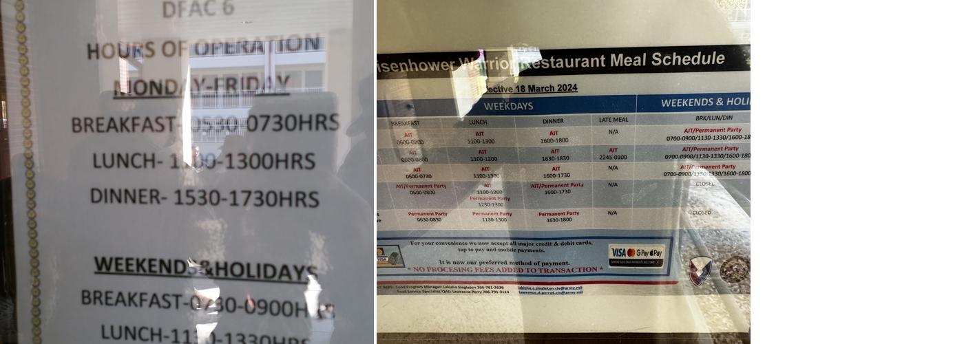 Dining Facility #6 Menu