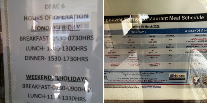 Dining Facility #6 Menu