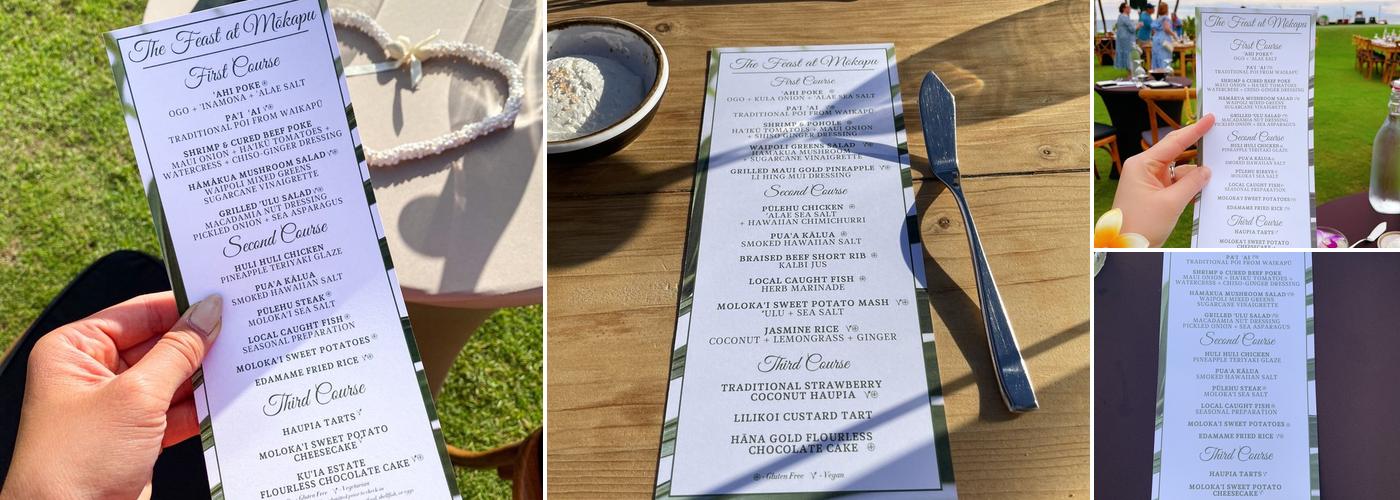 The Feast at Mokapu Menu