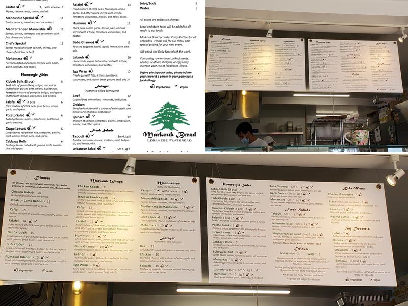 Markouk Bread Menu