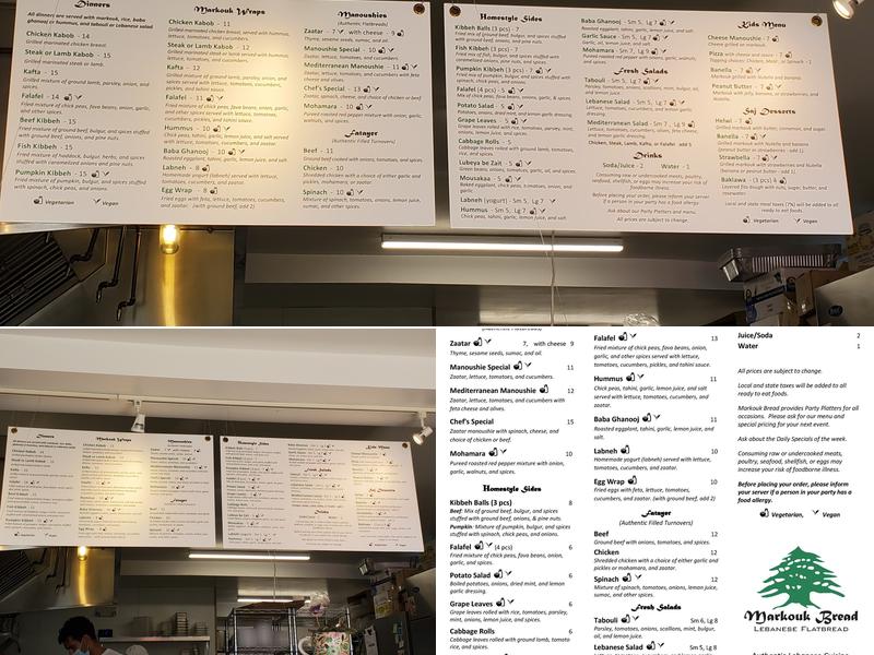 Markouk Bread Menu