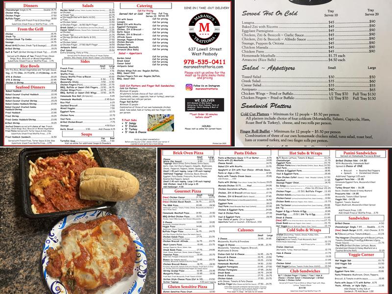 Marano's Trattoria Menu