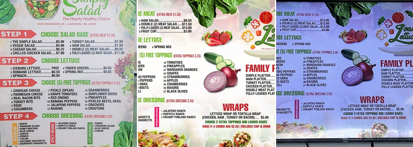 Loaded Lettuce Menu