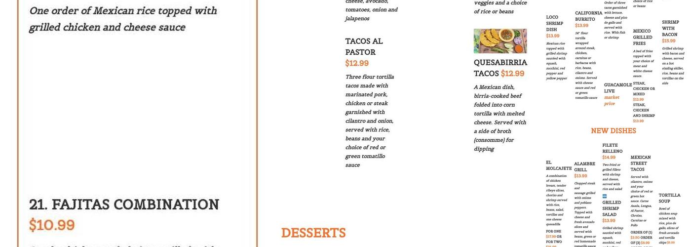 Mexico Grill Menu