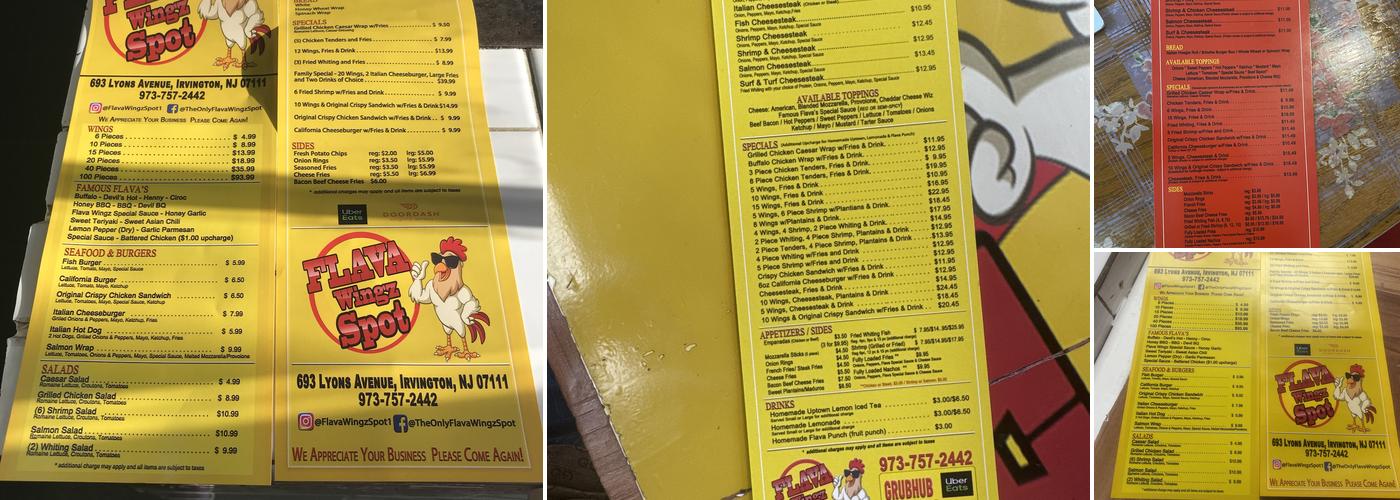 Flava Wingz Spot Menu