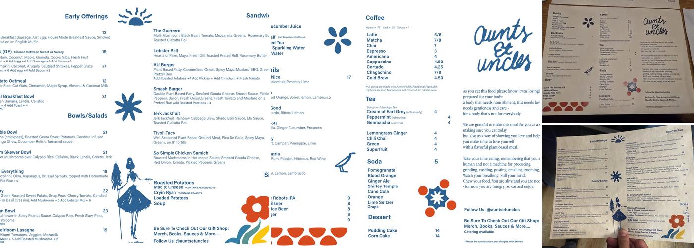 Aunts et Uncles Menu