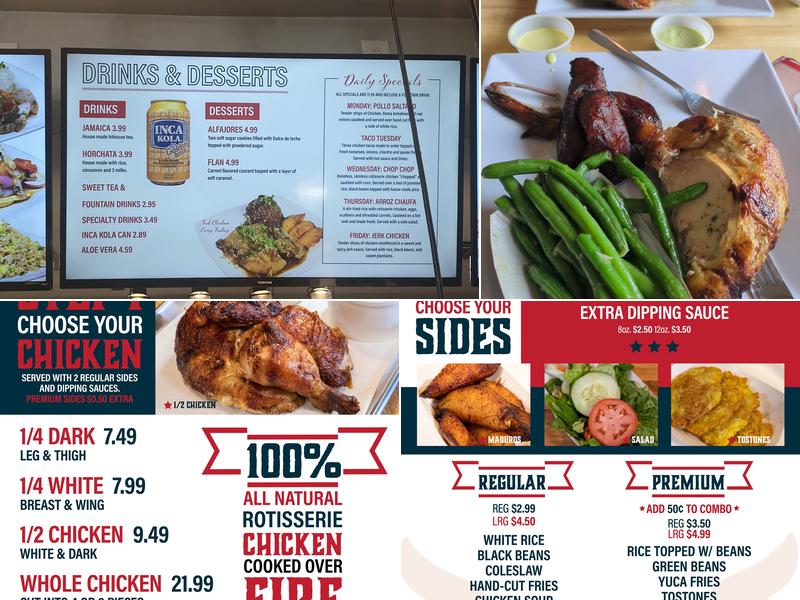 Alpaca Peruvian Charcoal Chicken Menu