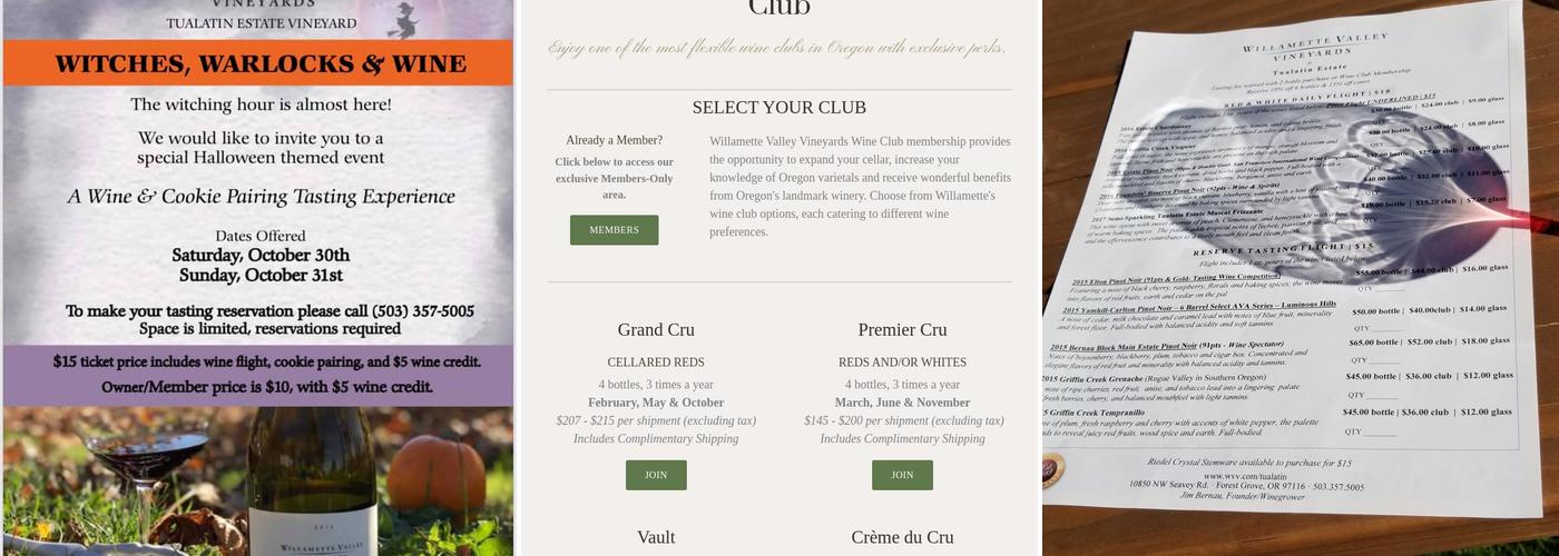 Tualatin Estate Vineyard Menu