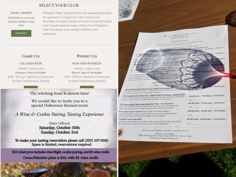 Tualatin Estate Vineyard Menu