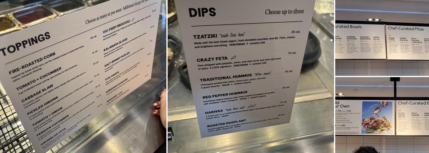 CAVA Menu