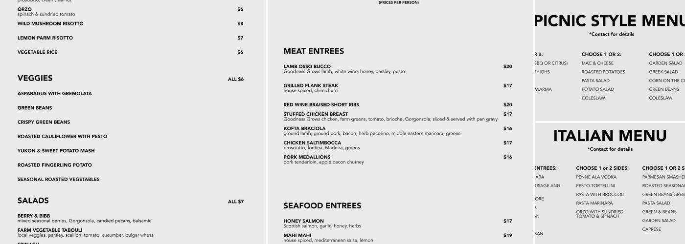 Above & Beyond Kitchen Menu
