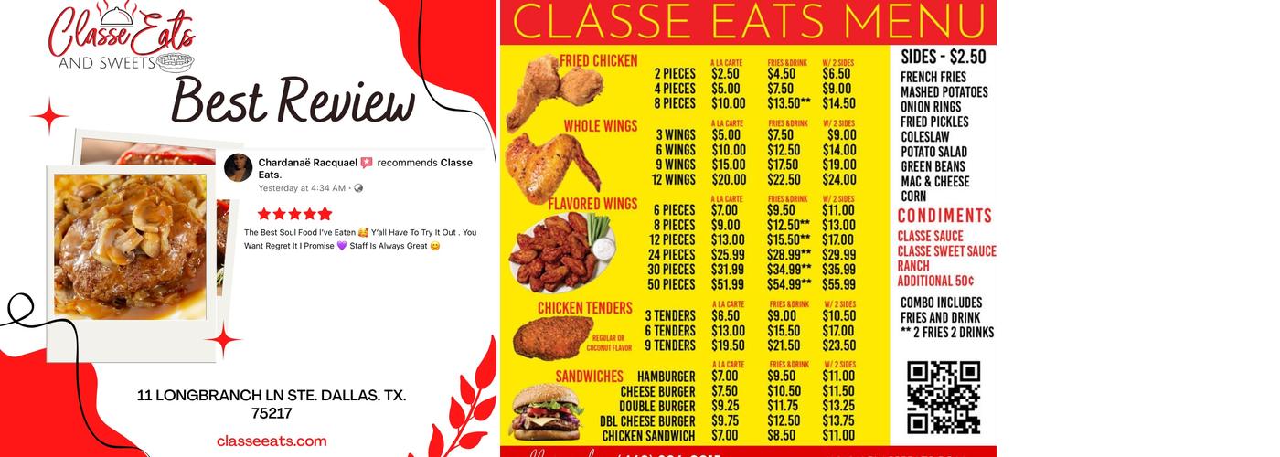 Classe Ghost Kitchen Menu