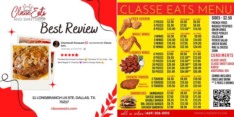 Classe Ghost Kitchen Menu