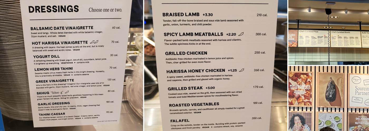 CAVA Menu