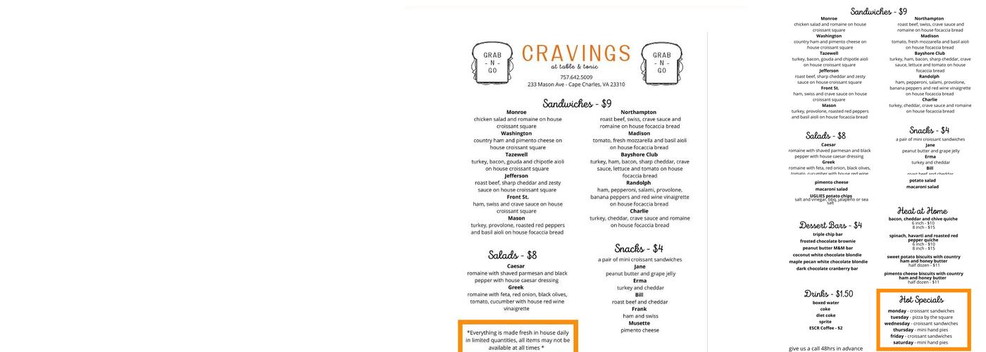 Cravings Menu