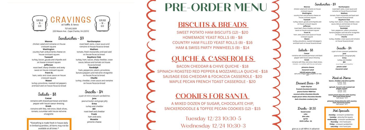 Cravings Menu