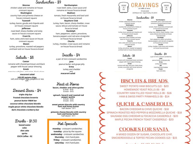 Cravings Menu