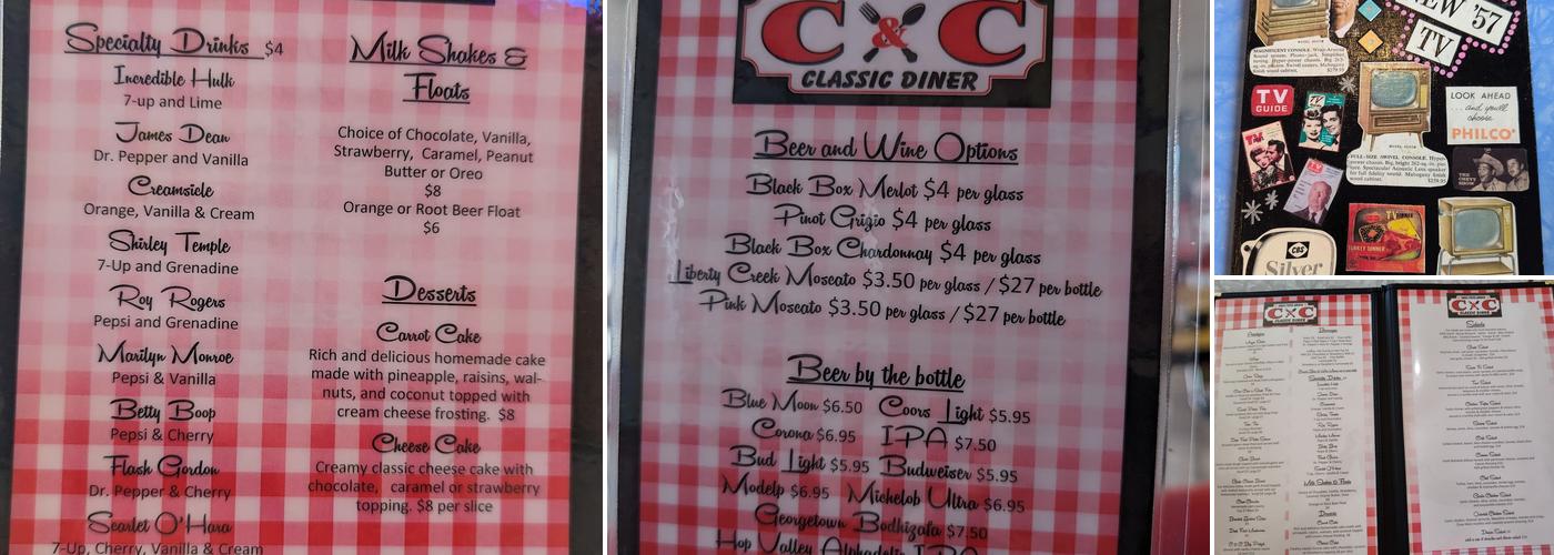 C&C Classic Diner Menu