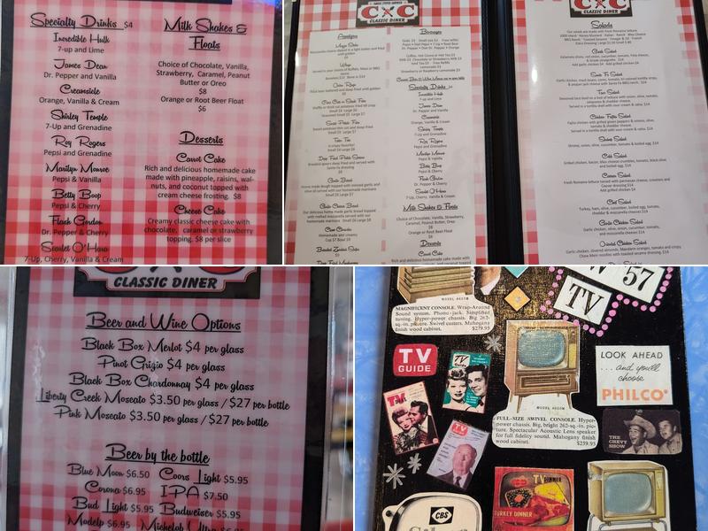 C&C Classic Diner Menu