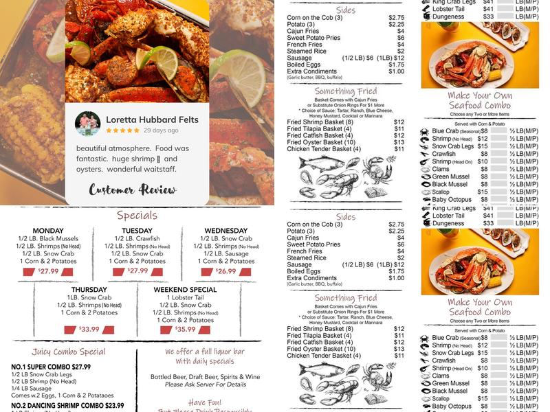 The Juicy Seafood Red Crab Menu