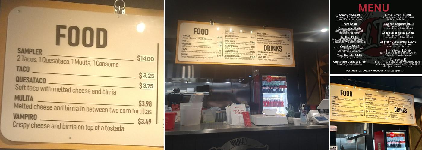 Yuma's Red Tacos Menu