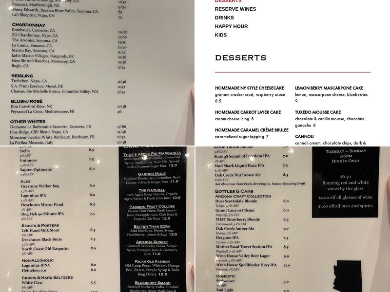 Red White and Brew Menu