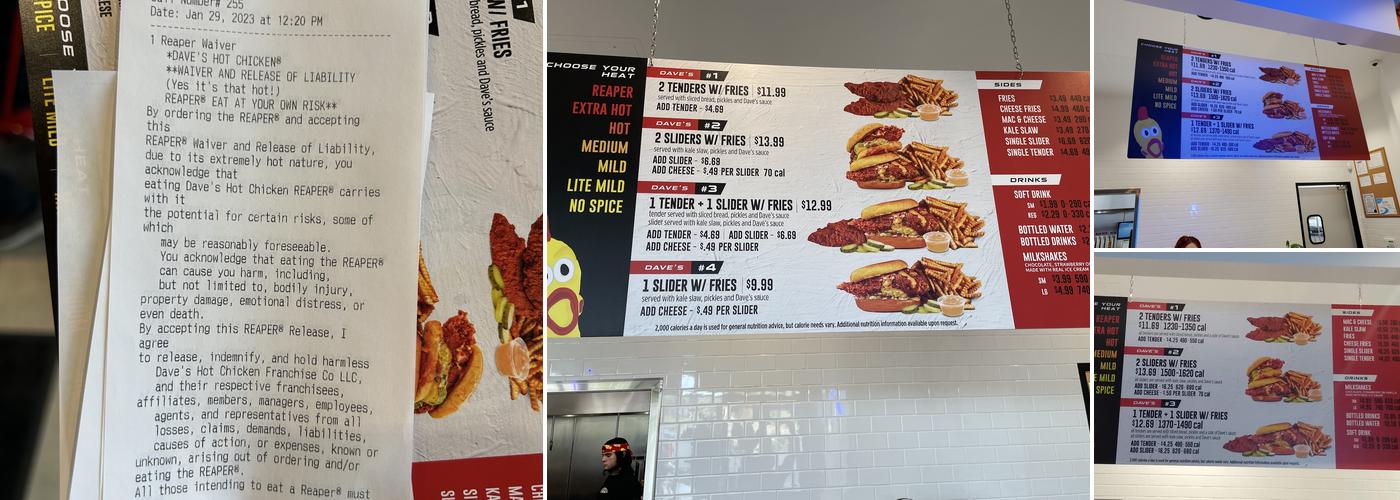 Dave's Hot Chicken Menu