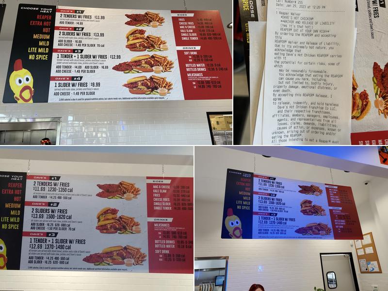 Dave's Hot Chicken Menu