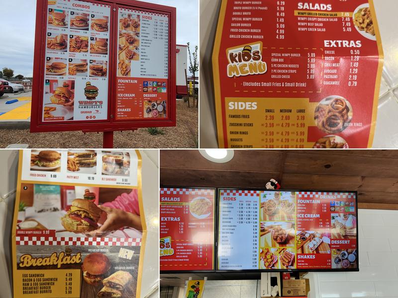 Wimpy's Hamburgers Menu