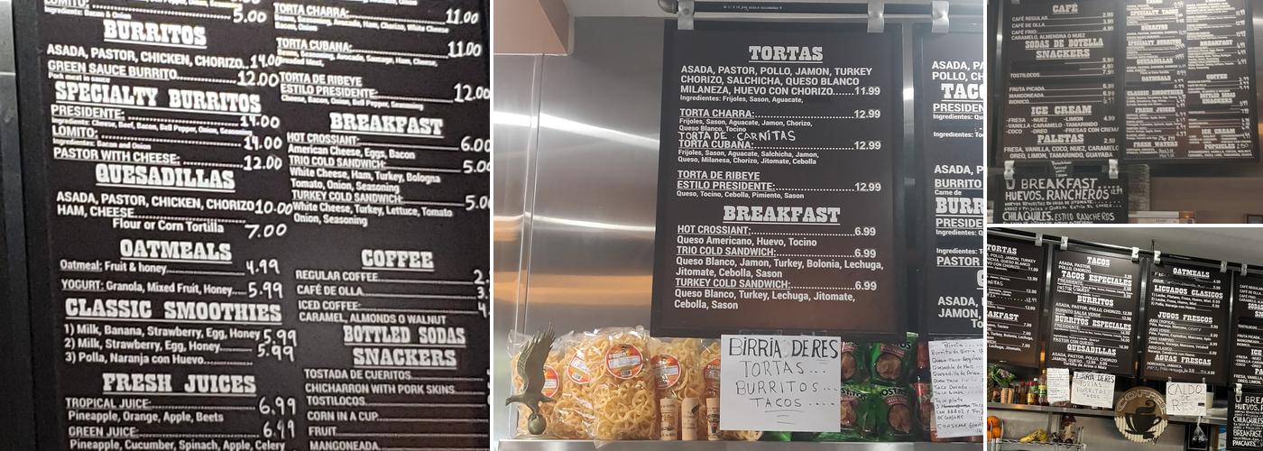 Tortas El Charro Menu