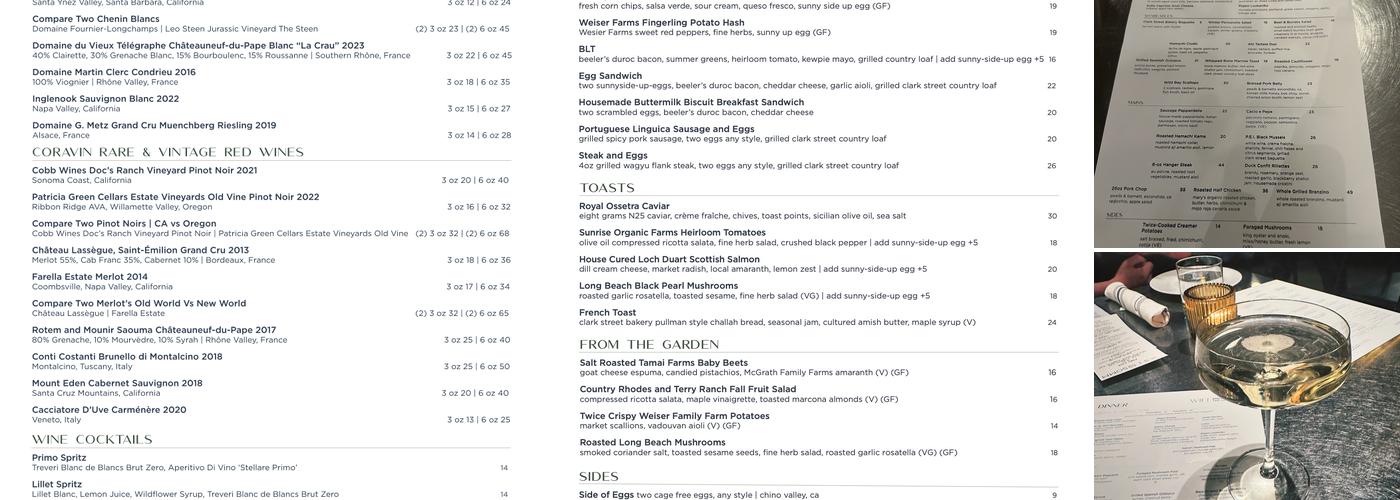 Wife and the Somm Menu