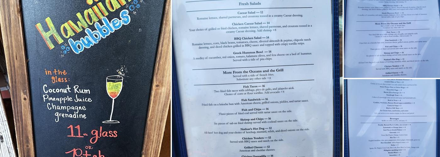 Oceans Cafe and Grill Menu