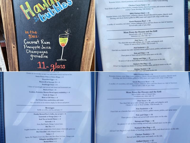 Oceans Cafe and Grill Menu