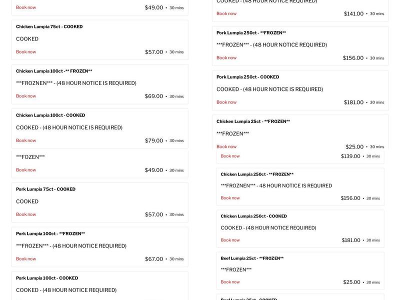 All dat lumpia Menu