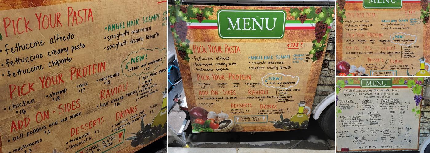 Bain St Pasta Menu