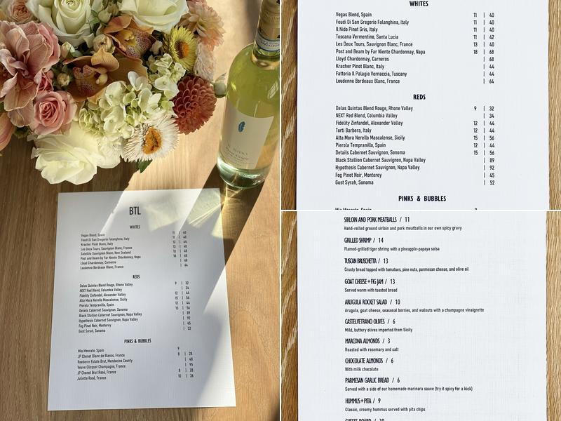 BTL Wine Bar and Event Space Menu