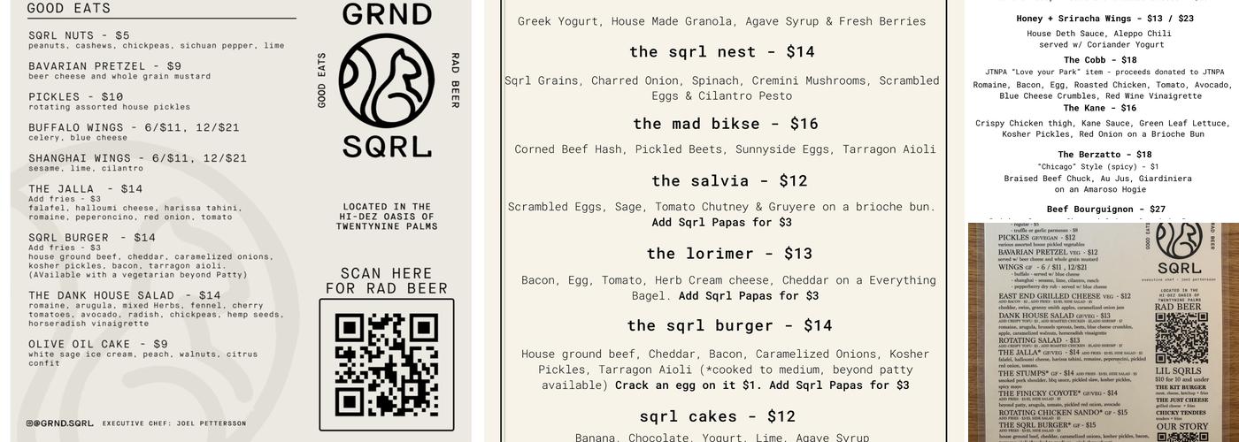 grnd sqrl Menu