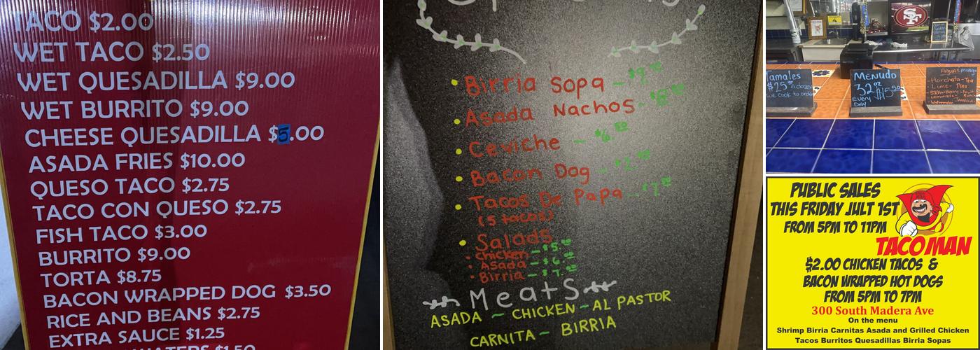 Taco Man Menu
