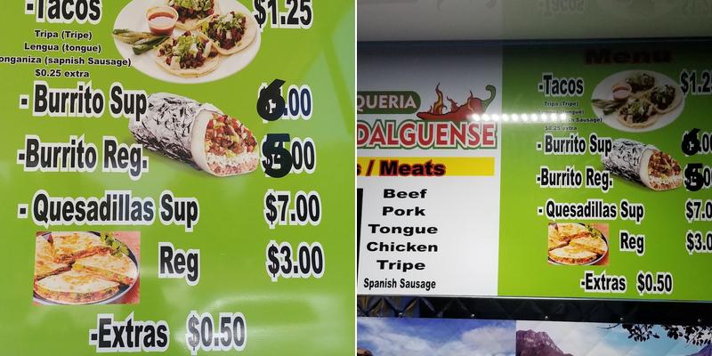 Tacos El Hidalguense #1 Menu