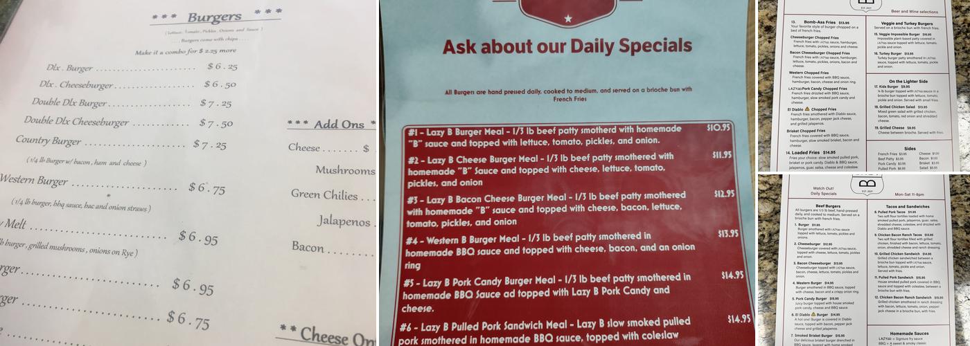 Lazy B Menu