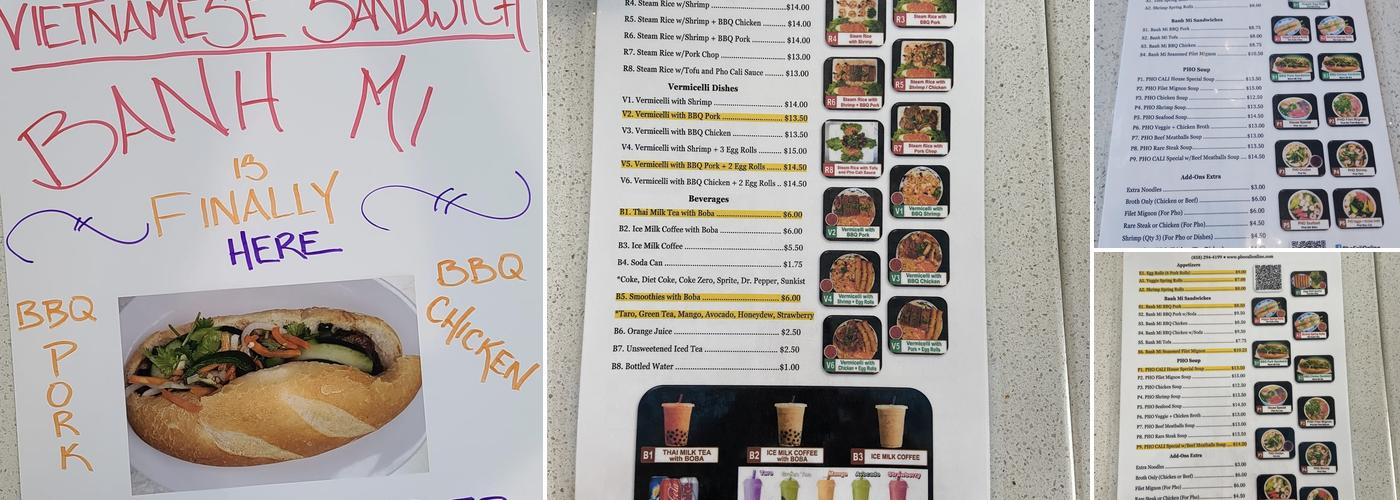 Pho Cali Menu