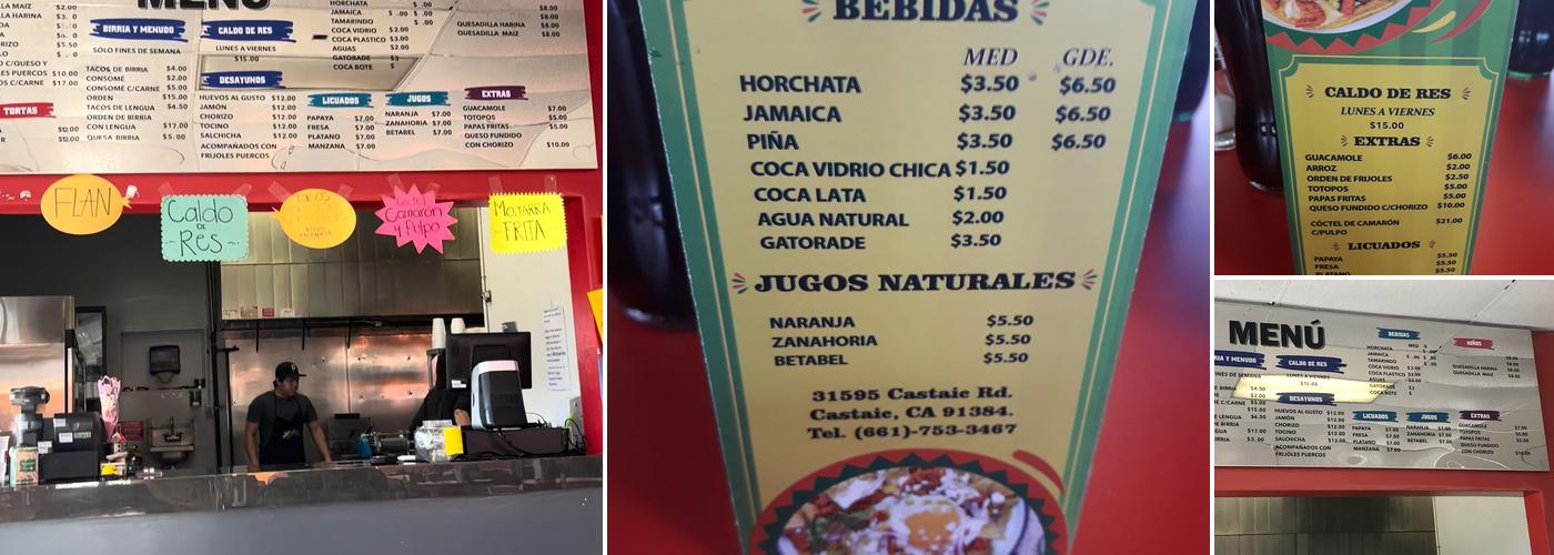 Tacos Tijuana Steak House Menu