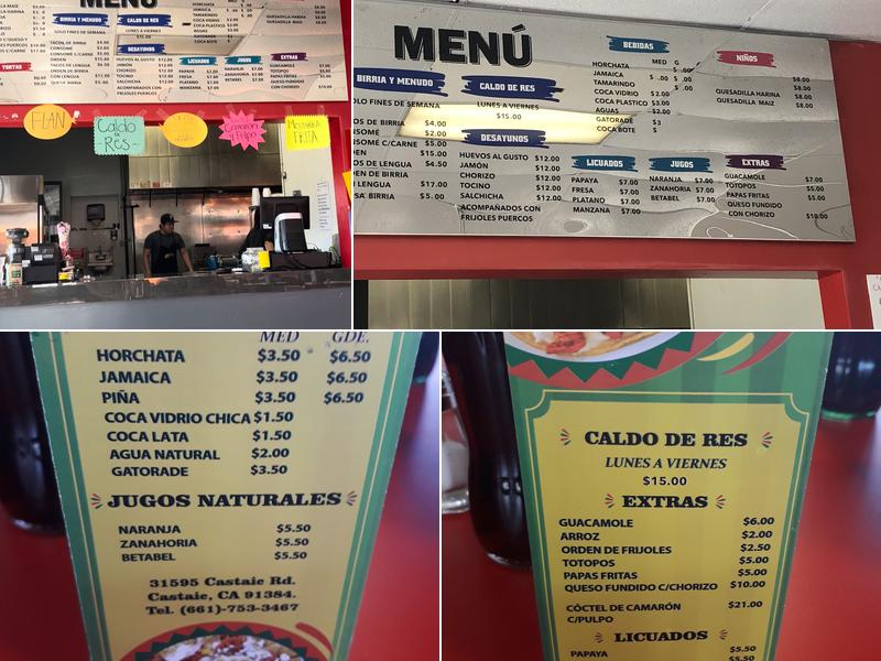 Tacos Tijuana Steak House Menu