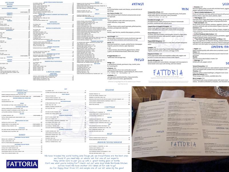 Fattoria Menu